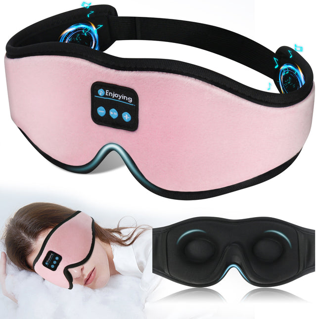 Pink 3D Wireless Bluetooth Sleep Mask with Integrated Stereo