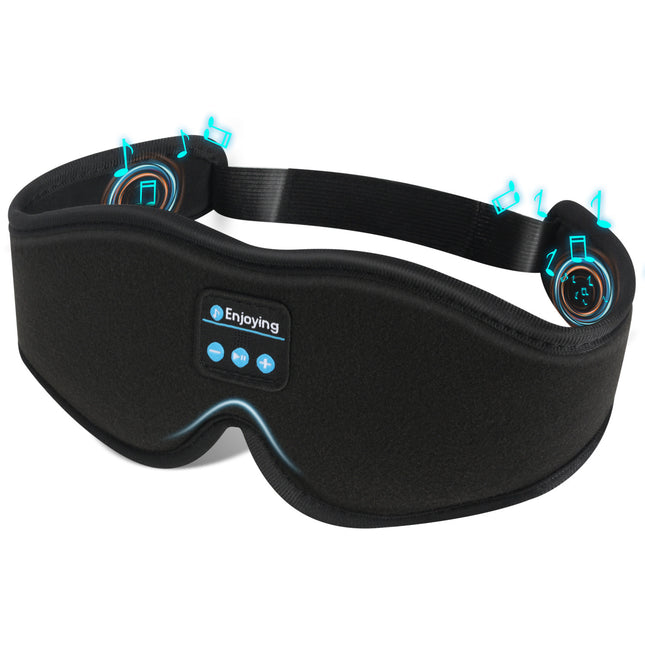 Black 3D Wireless Bluetooth Sleep Mask with Integrated Stereo
