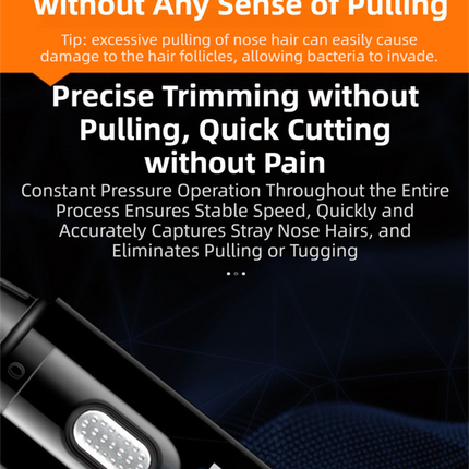 CX-D2 Black Electric Nose Hair Trimmer(12x2.5CM) - High-Speed 360° Rotating Blade, Painless Ear and Nose Hair Groomer with USB Charging