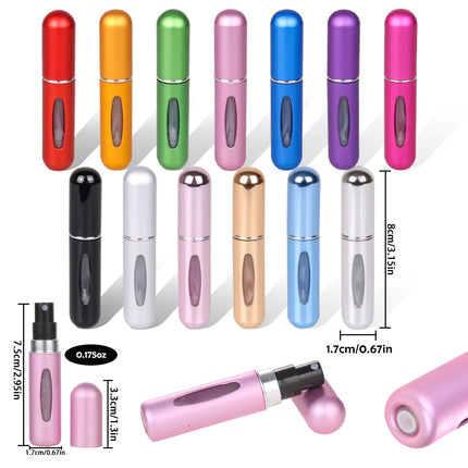 4PCS Black Portable Perfume Atomizer Bottle(5ML) - Refillable Travel Scent Pump Case, Leak-Proof Aluminum Spray Atomizer