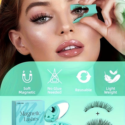 3-Set of 3D Magnetic Eyelash & Applicator (ZP01 4-Piece/Set) - Reusable, Glue-Free, Professional Makeup Tool, Alcohol-Free & Odorless