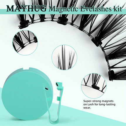 3-Set of 3D Magnetic Eyelash & Applicator (ZP01 4-Piece/Set) - Reusable, Glue-Free, Professional Makeup Tool, Alcohol-Free & Odorless