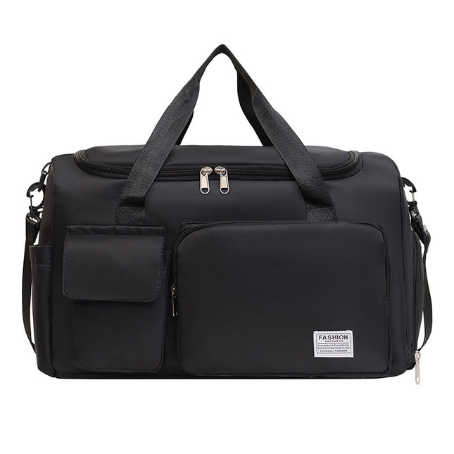 Black Lightweight & Waterproof Sports Gym Bag with Separate Shoe Compartment, Adjustable Strap and Multiple Pockets - Large-Capacity Travel Duffel for Workout, Business & Getaways