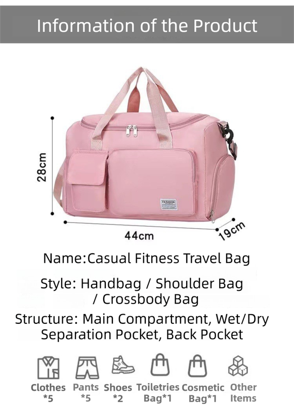 Purple Lightweight & Waterproof Sports Gym Bag with Separate Shoe Compartment, Adjustable Strap and Multiple Pockets - Large-Capacity Travel Duffel for Workout, Business & Getaways