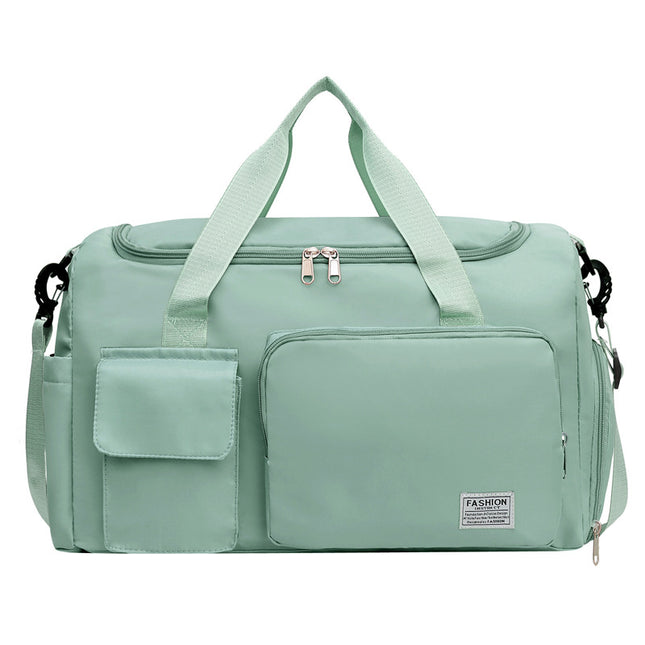 Green Lightweight & Waterproof Sports Gym Bag with Separate Shoe Compartment, Adjustable Strap and Multiple Pockets - Large-Capacity Travel Duffel for Workout, Business & Getaways