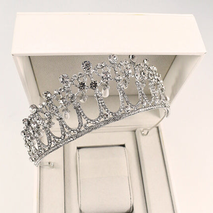 Exquisite Handmade Bridal Pearl and Rhinestone Crown - K9 White Crystal Princess Tiara for Weddings and Birthdays
