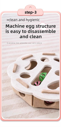 Green-Brown Felt Puzzle Flower Shape Box Cat Toy with 2 Metal Bell Balls - Scratch-Resistant & Interactive Hide-and-Seek Toy, Brain Stimulating Fun