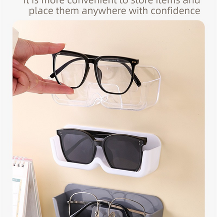 3-Pack Wall-Mounted Glasses Organizer - PET Bedside Bathroom Eyewear Storage Shelf, Anti-Pressure & Space-Saving(Transparent)