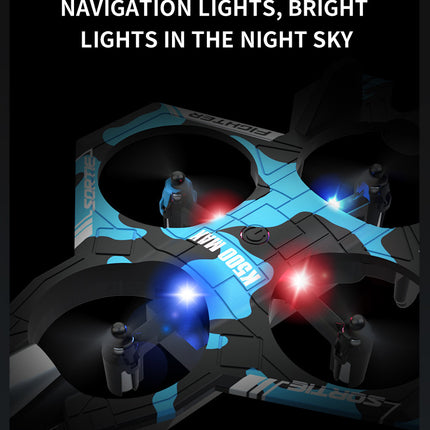 Camouflage Green 2.4G Remote Control Stunt Fighter Drone  - Manual Toss Launch, One-Key Operation for 360° Flip & Circular Flight, 3-Speed Adjustable Stable Quadcopter with Night Lights
