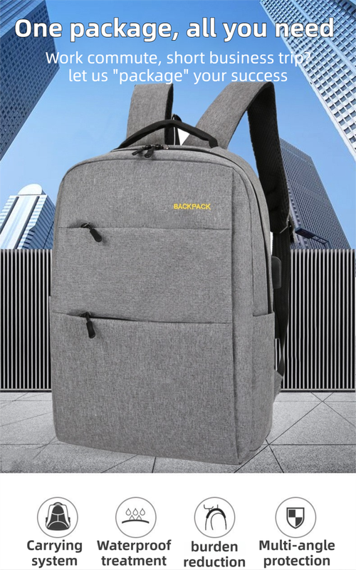 Grey 3-PCS Multi-Functional & Lightweight Backpacks Set for Students - Large Capacity Durable Travel Daypack with USB Charging Port, Fit in 14-Inch Laptop Bag