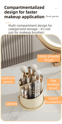 Yellow 360 Degree Rotating Makeup Brush Holder with Transparent Dust-Proof Sliding – design and finish