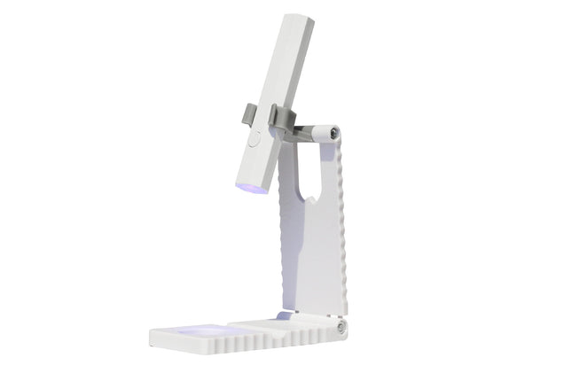 White Mini Handheld LED/UV Manicure Light with Digital Display & Fixed Stand