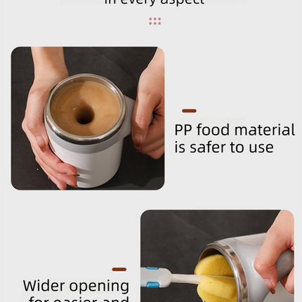 380ML White Magnetic Self-Stirring Coffee Mug - USB Charging, Leak-Proof Stainless Steel Electric Mixer Cup for Coffee & Milk