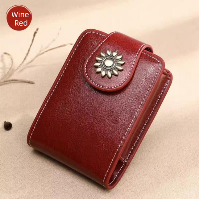 Wine-Red Sleek Compact PU Leather Flap-Top Lip Gloss Organizer with Built-in Mirror V888-ELOSUNG42769