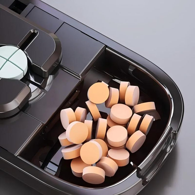 Blue Portable Mini Pill Organizer with 1/2 & 1/4 Precision Cutter – product detail