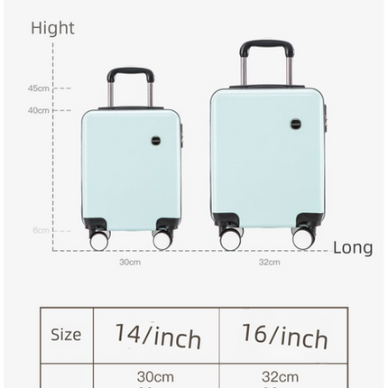 Black 14 Inch Lightweight Carry-on Luggage for heights under 1.6m – shape and profile