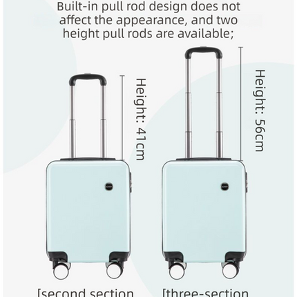 White 14 Inch Lightweight Carry-on Luggage for heights over 1.6m – product features