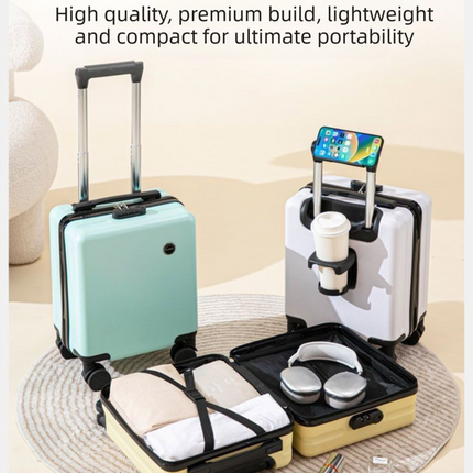 White 14 Inch Lightweight Carry-on Luggage for heights over 1.6m – product perspective