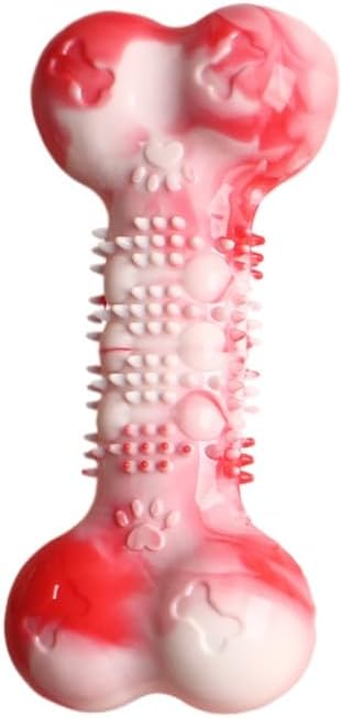 2-Pack Durable TPR Squeaky Dog Bone with Two-Tone Paw Print