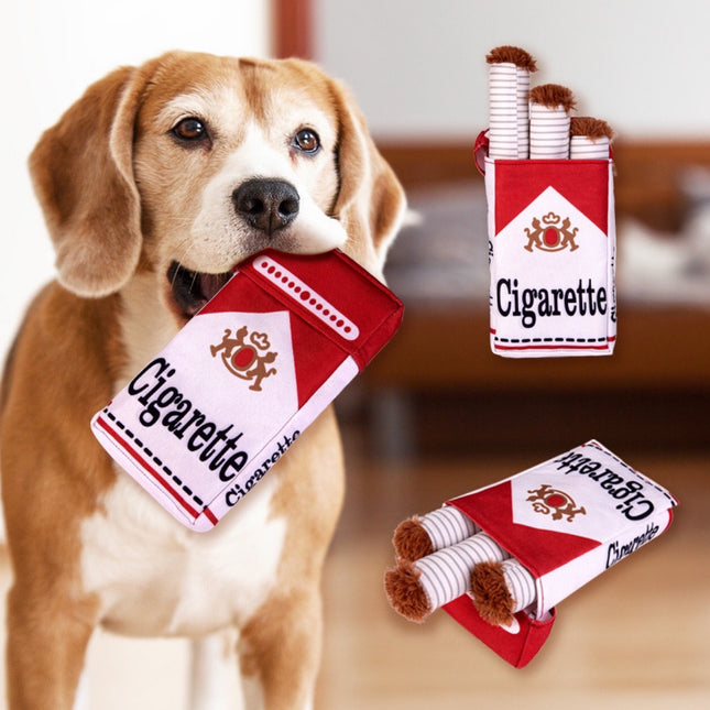 2-Pack Funny Cigarette Box Squeaky Dog Toy