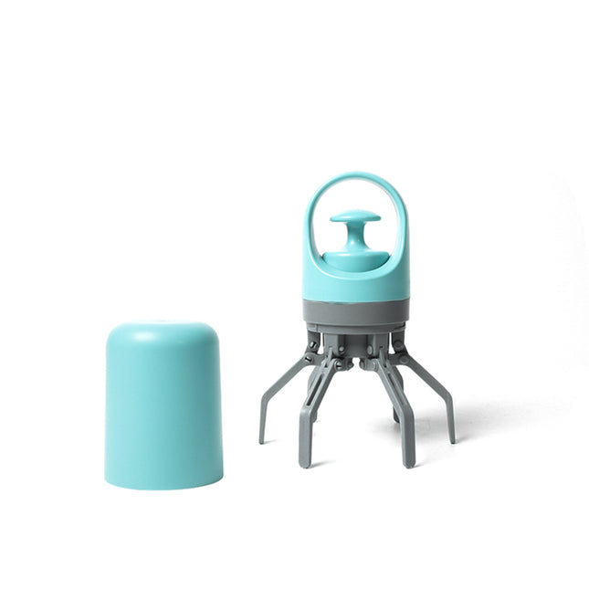 Blue Foldable 6-Claw Pet Pooper Scooper with Integrated Waste Bag Dispenser & 1 Roll of Bags