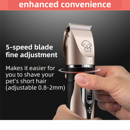 Gold K5 Lightweight Pet Precision Grooming Clipper - USB Rechargable, Low Noise Dog & Cat Hair Trimmer with 5-Level Adjustable Titanium Ceramic Blade & 4*Guide Combs