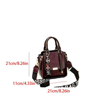 Jujube-Red Trendy Vertical Square PU Leather Moto Crossbody Bag & Tote with 5-Pocket Organized Compartments & Adjustable Strap