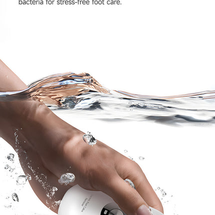 White A1 Compact Electric Foot Dead Skin and Callus Remover - IPX6 Pedicure Tool with 3-Speed Mode & Dual 360°Rotating Stainless Steel Heads