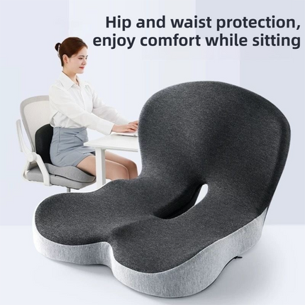 Black Ergonomic Memory Foam Seat Cushion & Lumbar Support(44x42x32CM) - Relieves Sciatica & Corrects Posture with Breathable Cover