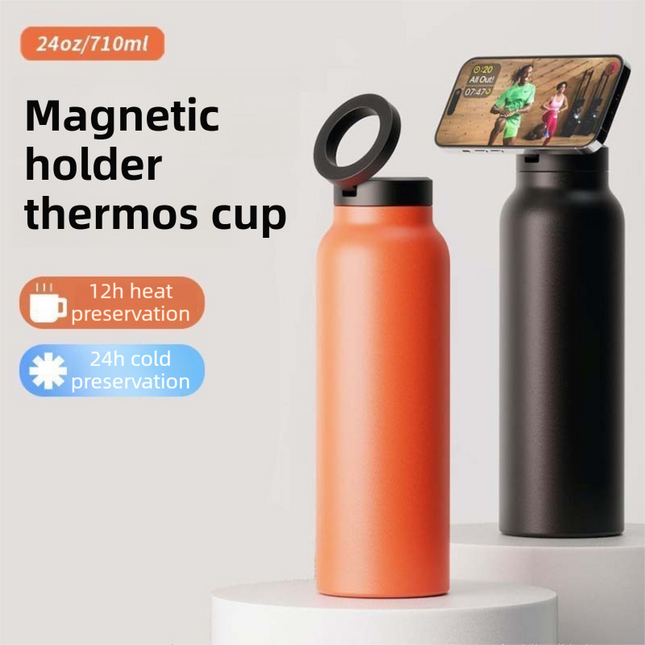 Black 24oz Stainless Steel Insulated Water Bottle With 90 Degree Adjustable Vertical/Horizontal – product detail