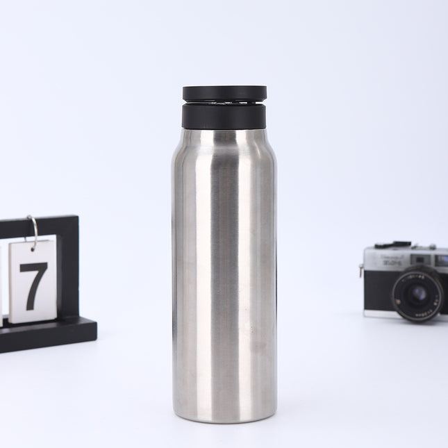 Sliver 24oz Stainless Steel Insulated Water Bottle With 90 Degree Adjustable Vertical/Horizontal