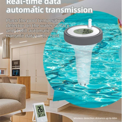 Wireless Pool Thermometer with Indoor Receiver(60M Range) - IPX7 Remote Floating Water Temperature Sensor for Pools, Spas & Hot Tubs
