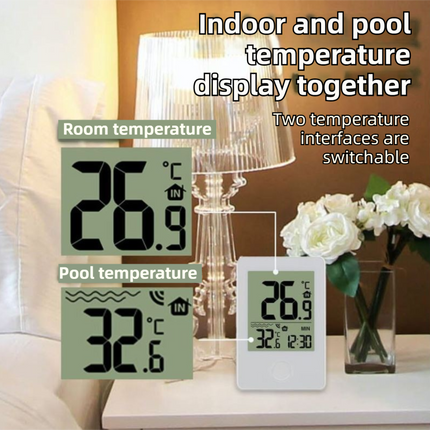 Wireless Pool Thermometer with Indoor Receiver(60M Range) - IPX7 Remote Floating Water Temperature Sensor for Pools, Spas & Hot Tubs