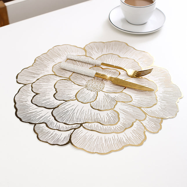 4-Pack Gold Luxury Bronzing Floral Heat-Insulated Placemats