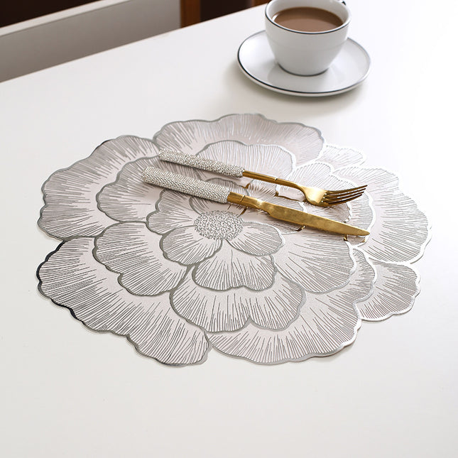 4-Pack Sliver Luxury Bronzing Floral Heat-Insulated Placemats