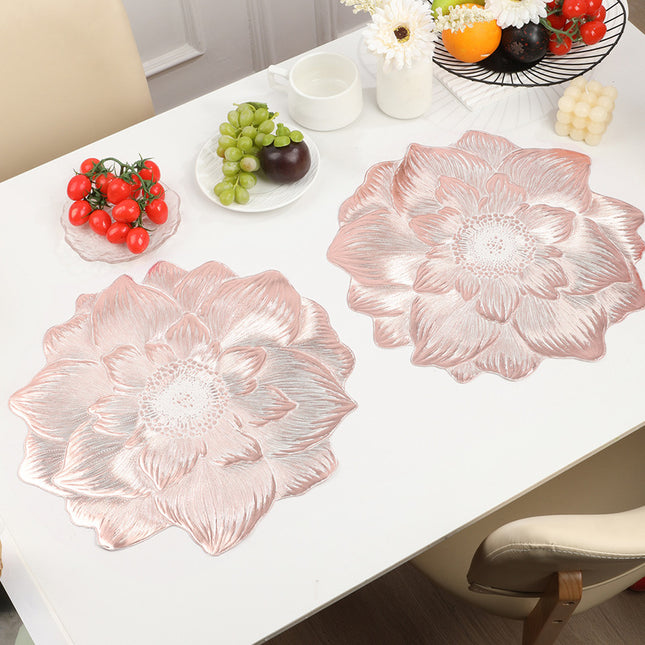 4-Pack Rose-Gold Luxury Bronzing Floral Heat-Insulated Placemats