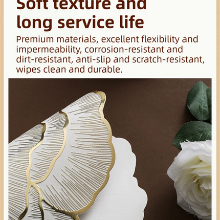 4-Pack Rose-Gold Luxury Bronzing Floral Heat-Insulated Placemats - Lotus Style Anti-Slip & Waterproof PVC Table Mats(38x38CM)