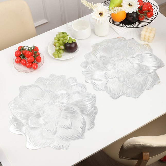 4-Pack Sliver Luxury Bronzing Floral Heat-Insulated Placemats