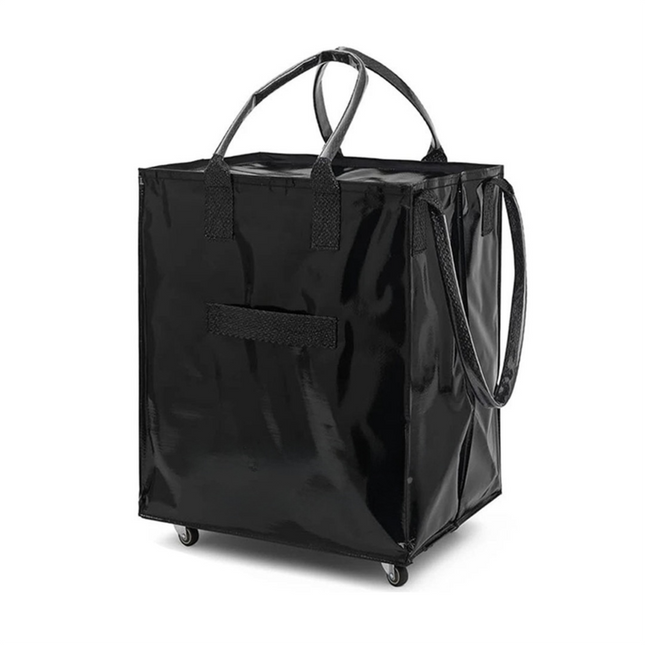 Black Portable Folding Shopping Trolley Bag(50x40x30CM)