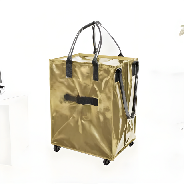 Gold Portable Folding Shopping Trolley Bag(50x40x30CM)