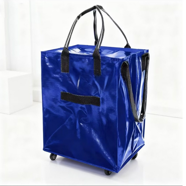 Blue Portable Folding Shopping Trolley Bag(50x40x30CM)