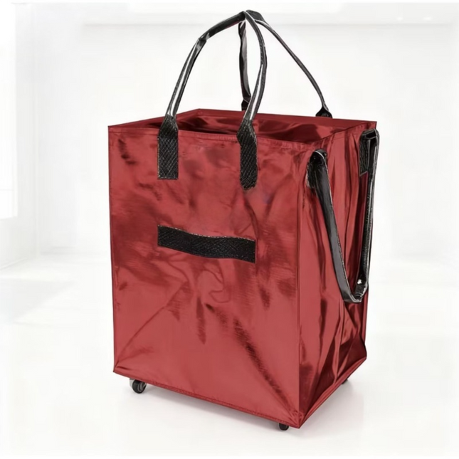 Red Portable Folding Shopping Trolley Bag(50x40x30CM)