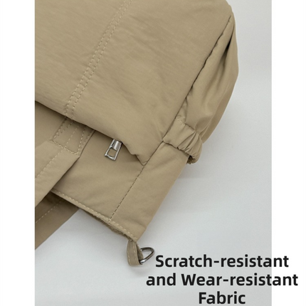 Khaki Puffy Quilted Nylon Hobo & Crossbody Bag with Cute Bowknot – hardware detail