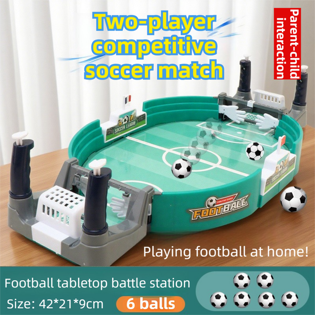 2-Player Large Interactive Tabletop Football Battle Toy for Kids & Adults with 6 Mini Soccer