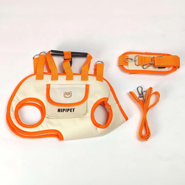 Orange 4-in-1 Multi-Functional Pet Carrier Bag with Detachable Strap & 1.5M Traction Rope (Up to