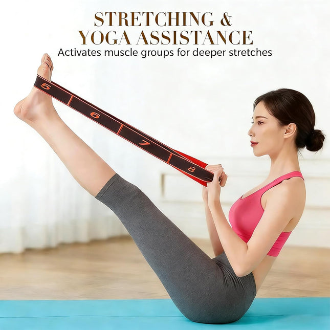 2-Pack Black-Red 12-Loop Numbered Yoga Stretch Strap(4x138CM) – product detail