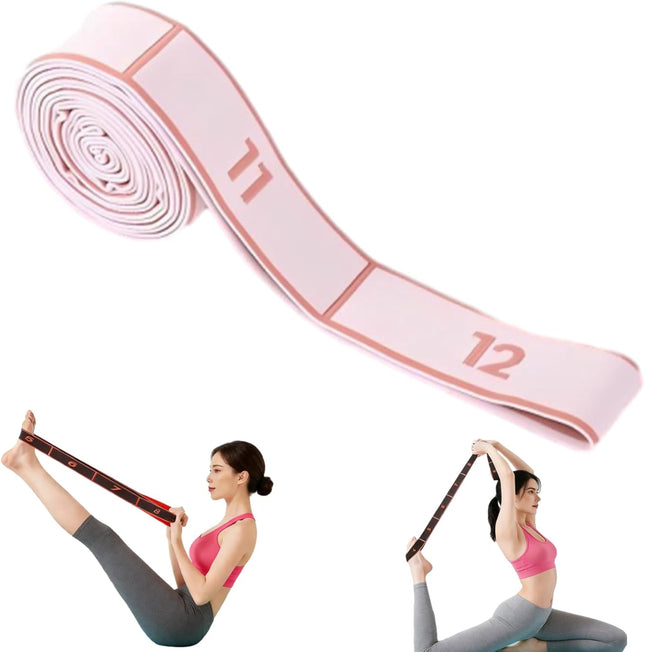 2-Pack Pink 12-Loop Numbered Yoga Stretch Strap(4x138CM)