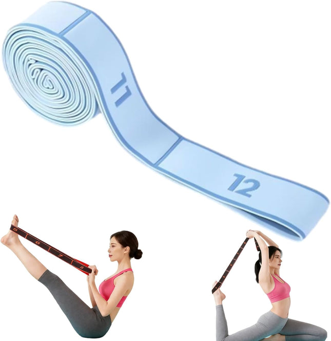 2-Pack Blue 12-Loop Numbered Yoga Stretch Strap(4x138CM)