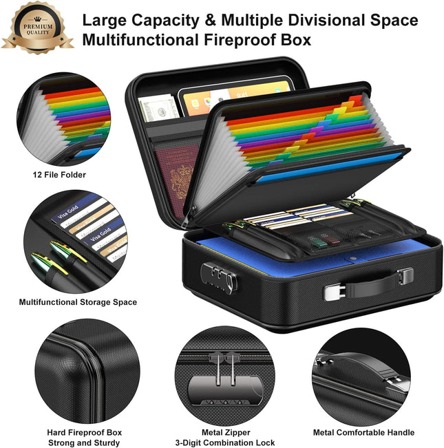 3-Layer Fireproof & Waterproof File Organizer Box(38x28x13CM) with Security – product detail