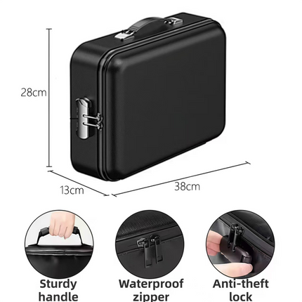 3-Layer Fireproof & Waterproof File Organizer Box(38x28x13CM) with Security Lock - EVA Muti-Functional Safety Briefcase for Certificates, Passports & Valuables